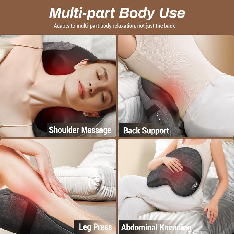 Back Massager Shiatsu Neck Massager with Heat Electric Back Massager Deep Tissue Kneading Relief Muscles Black Comfort Massage Pillow