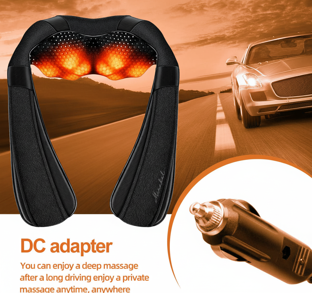 Theravox™ Neck & Back Massager with Heat – Electric Deep Tissue Kneading for Muscle Relief